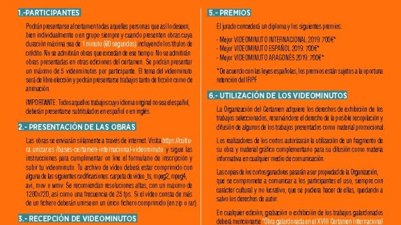 La Universidad de Zaragoza presenta las bases de la nueva edición del Certamen Internacional Videominuto