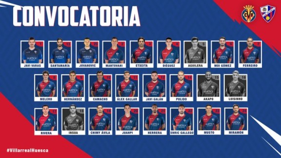 Convocatoria de 21 jugadores para el partido contra el Villarreal