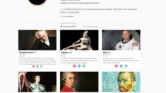El perfil de Tinder de Aquiles, Juana de Arco o Mozart