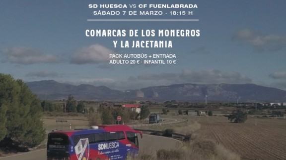 La SD Huesca lleva a vecinos de Los Monegros al partido de fútbol contra el Fuenlabrada
