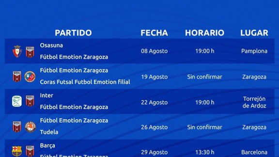 Fútbol Emotion Zaragoza define su calendario de pretemporada