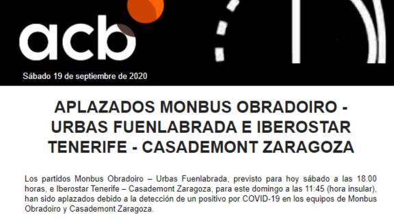 El Iberostar Tenerife - Casademont Zaragoza se aplaza por un positivo en COVID-19