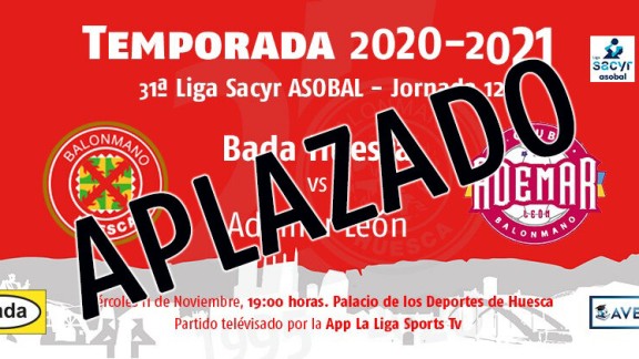 El Bada Huesca se vuelve a quedar sin jugar por un posible positivo del Ademar León