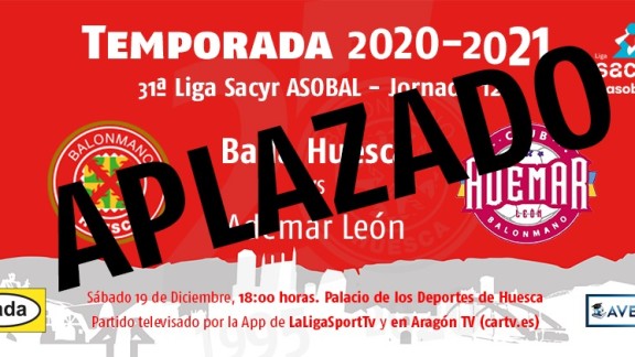 Aplazado el duelo del Bada Huesca ante Ademar León de este sábado