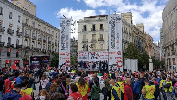 Manifestación sindical en Madrid en clave electoral y con seis ministros