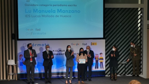 Una alumna de Huesca gana el concurso Info_Influencers de la FAD y Google