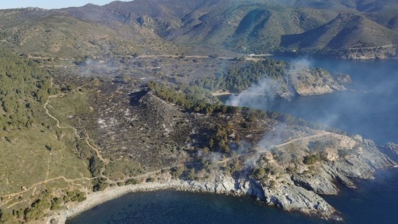 Un incendio forestal arrasa 500 hectáreas en la localidad gerundense de Roses, casi todas de parque natural