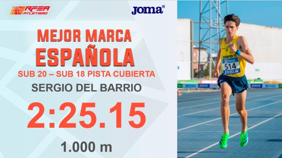 Sergio del Barrio logra la mejor marca española sub 18 y sub 20 en 1.000 metros