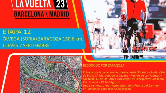 La etapa de la Vuelta a España en Zaragoza tendrá la meta finalmente en el Paseo de María Agustín