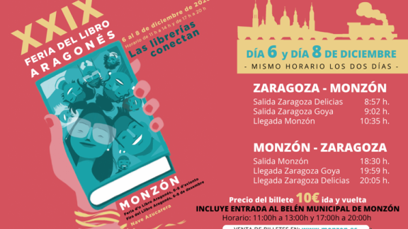Renfe y Monzón ponen de nuevo en marcha el ‘Tren de la Cultura’ para visitar la Feria del Libro Aragonés