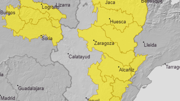 Aviso de nivel amarillo por lluvias y tormentas en buena parte de Aragón