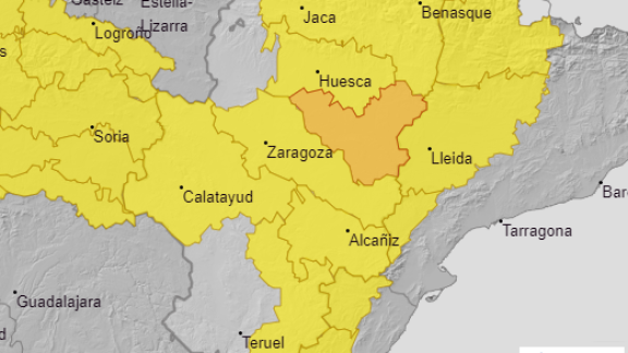 Ampliado el aviso por lluvias y tormentas a nivel naranja en el sur de Huesca