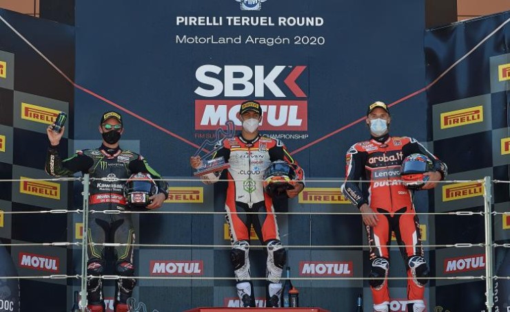 Imagen del podio de Superbikes