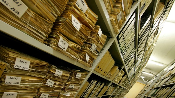 Documentos guardados en un archivo.