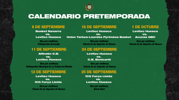 Partidos de pretemporada de Levitec Huesca.