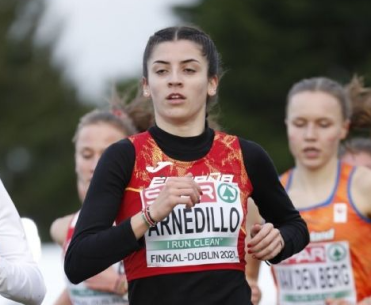 Mireya Arnedillo, durante su carrera del domingo en Dublín. Foto: RFEA