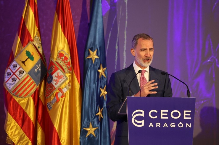 El Rey Felipe VI en el acto conmemorativo del 40º Aniversario de CEOE Aragón. / Foto: Europa Press.