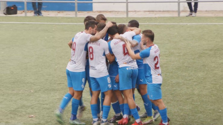 El CD Ebro celebra el gol del empata. Foto: Aragón Deporte