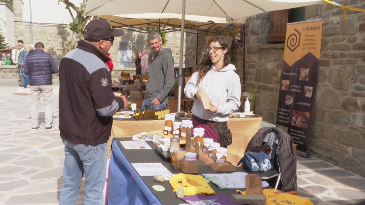 Varios productores de miel se reúnen en la Feria de la Primavera de Biescas.