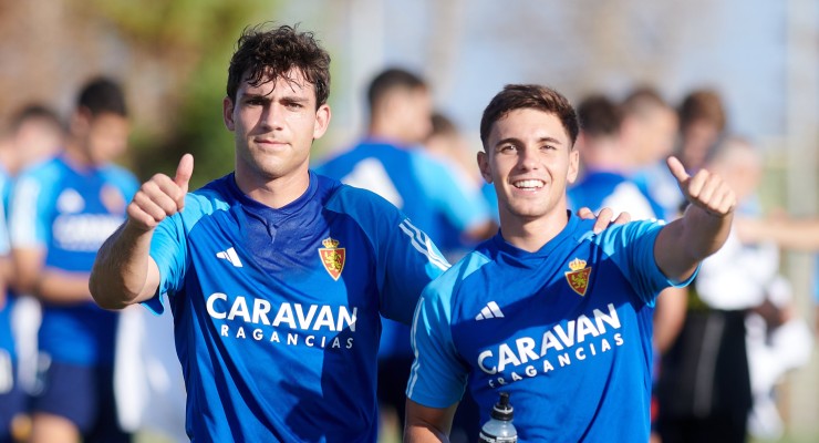 Azón y Cortés durante un entrenamiento. Foto: Real Zaragoza