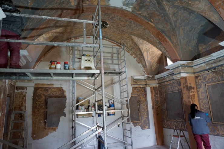La ermita del Pilar de Monteagudo, en obras. | Fundación Santa María de Albarracín
