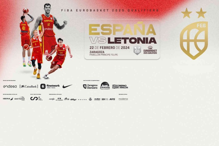Cartel del España - Letonia que se disputará en Zaragoza