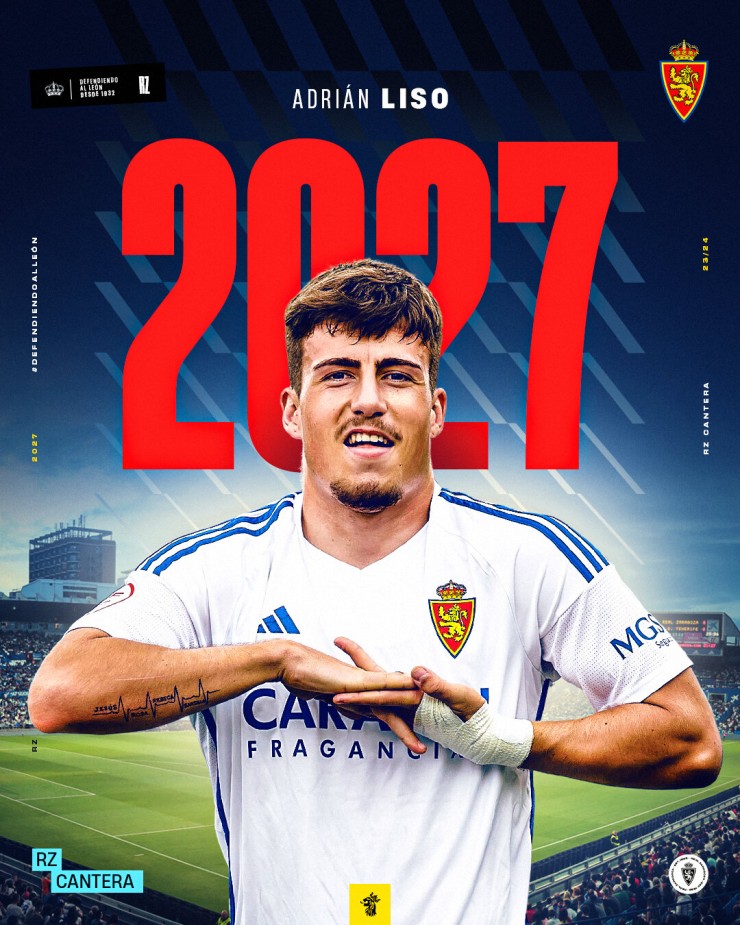 Adrián Liso, renovado hasta 2027. Foto: Real Zaragoza