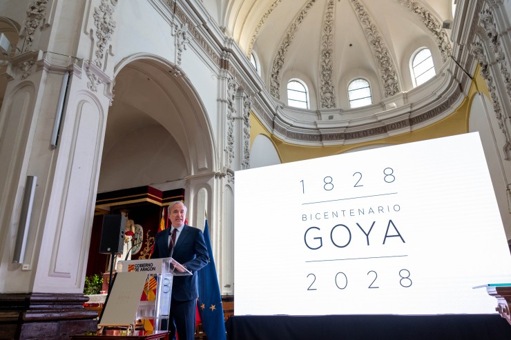 Jorge Azcón durante la presentación del plan del Bicentenario de Goya.
