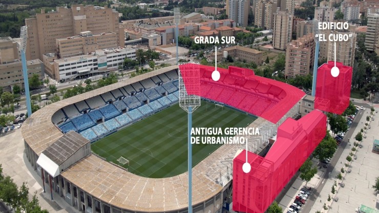 Primeras zonas a demoler en el Estadio de La Romareda. / Ayuntamiento de Zaragoza