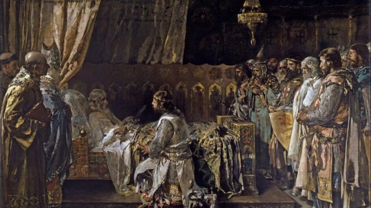 Últimos momentos del rey Jaime el Conquistador, por Ignacio Pinazo Camarlench, 1881. Museo del Prado.
