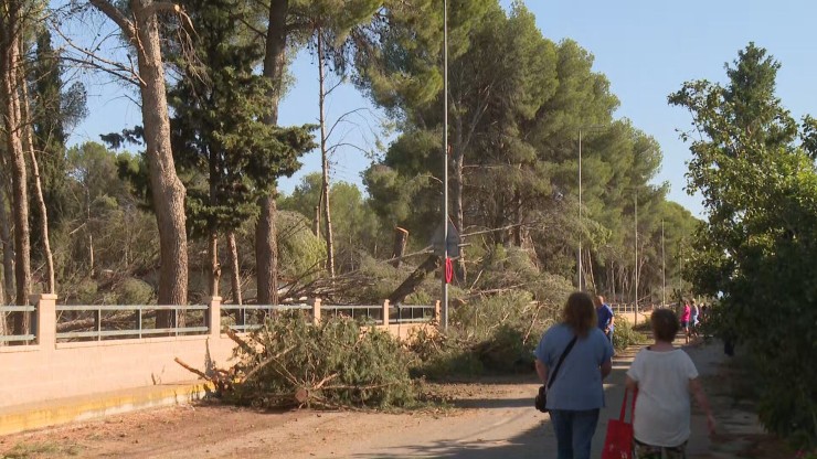 Las tormentas han causado daños en la localidad oscense de El Temple. / Aragón TV
